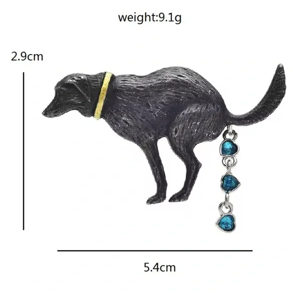 Pooping Dog Crystal Brooch - Picture 7 of 7